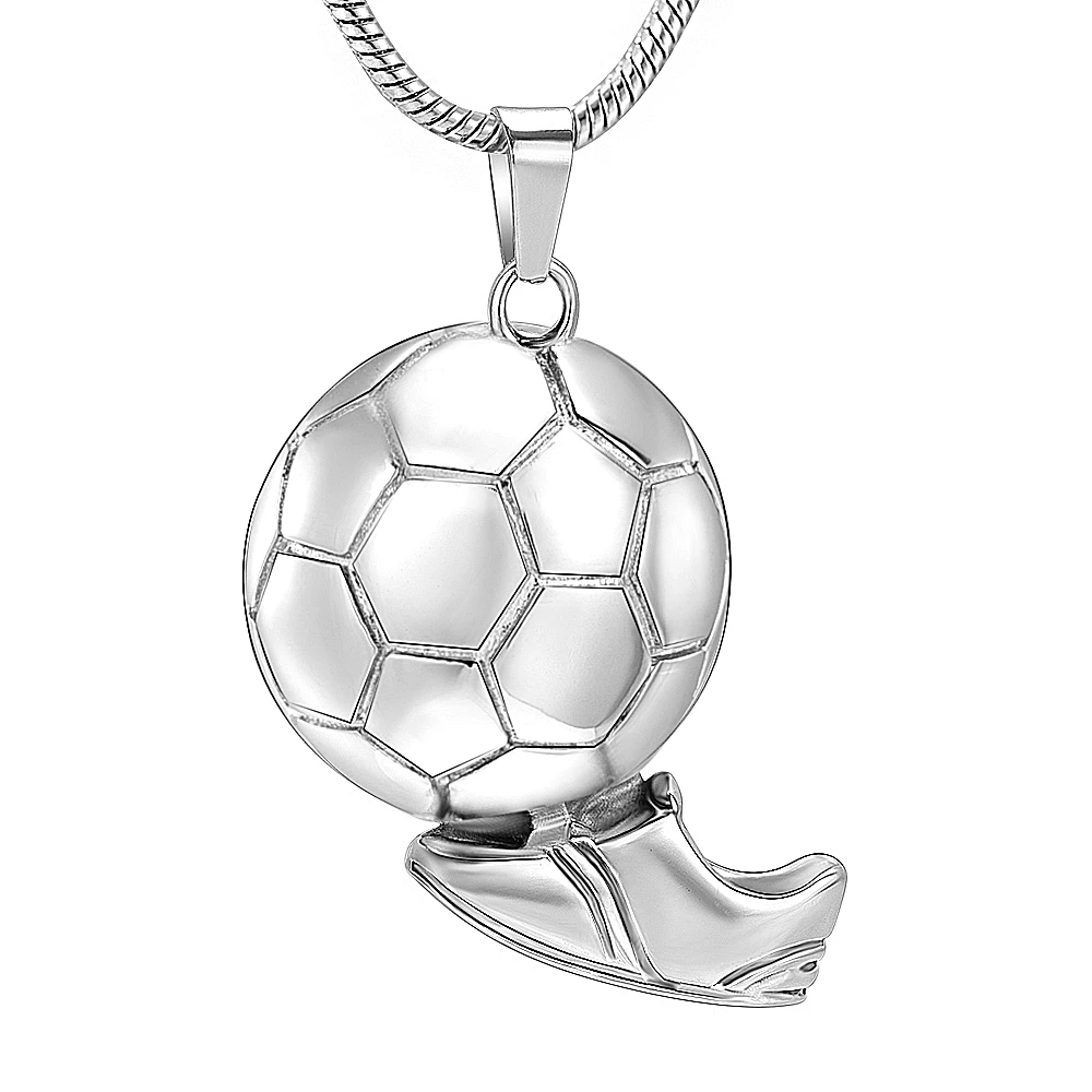 Stainless Steel Football Memorial Urn Charm Ashes Pendant for Chain Necklace
