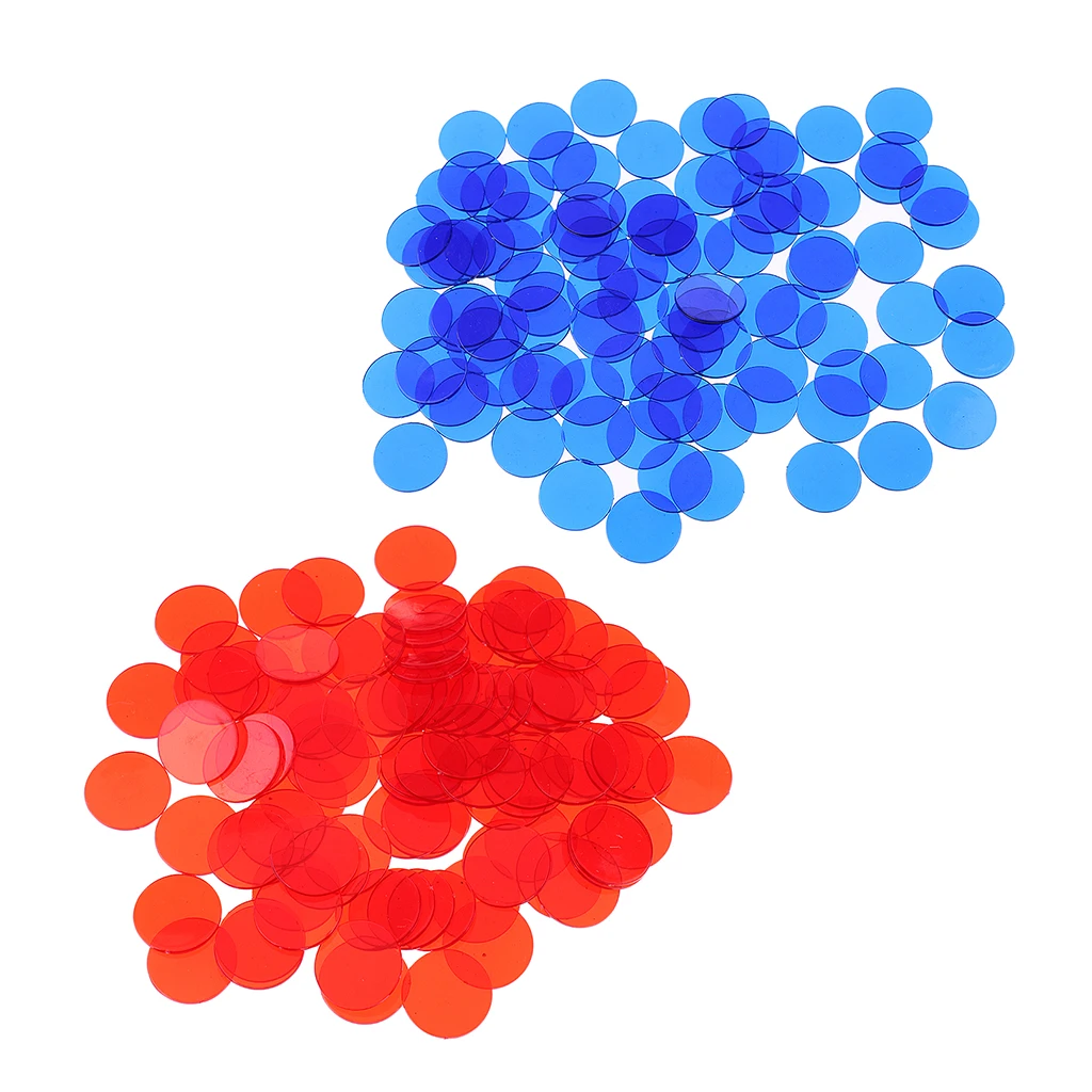 Perfeclansports Store-200 Pieces Translucent Bingo Chip 3/4 Inch for Bingo Game Cards Red& Blue