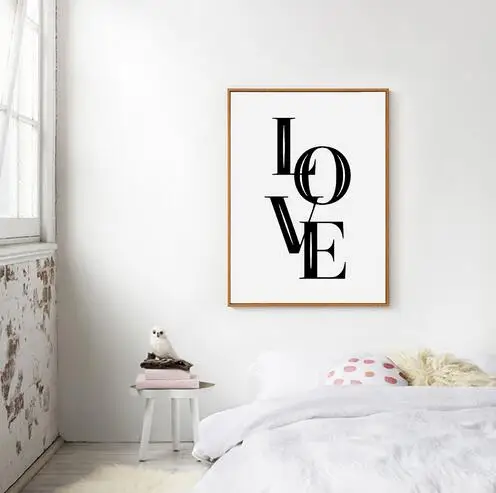 Love Wall Art плакат в скандинавском стиле типография искусство черно белая