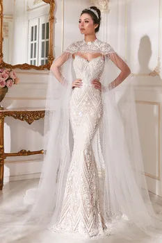 شراء2020 Eslieb رائجة البيع شحن مجاني أنيقة غمد فساتين الزفاف Vestidos De Noiva رداء دي ماريج فستان الزفاف HA110