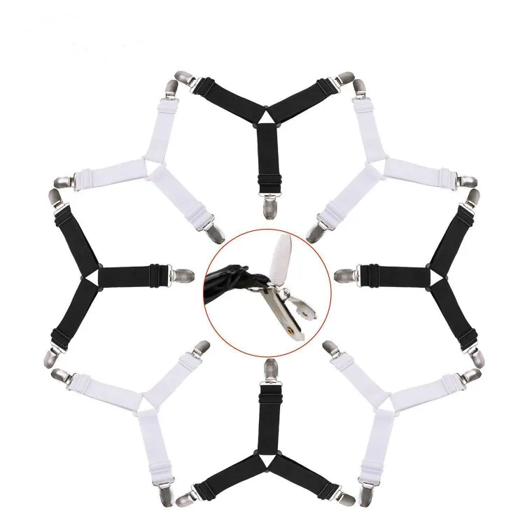 Bed Sheet Fasteners Corner Gripper Holder Clips 8 Pack Adjustable Heavy