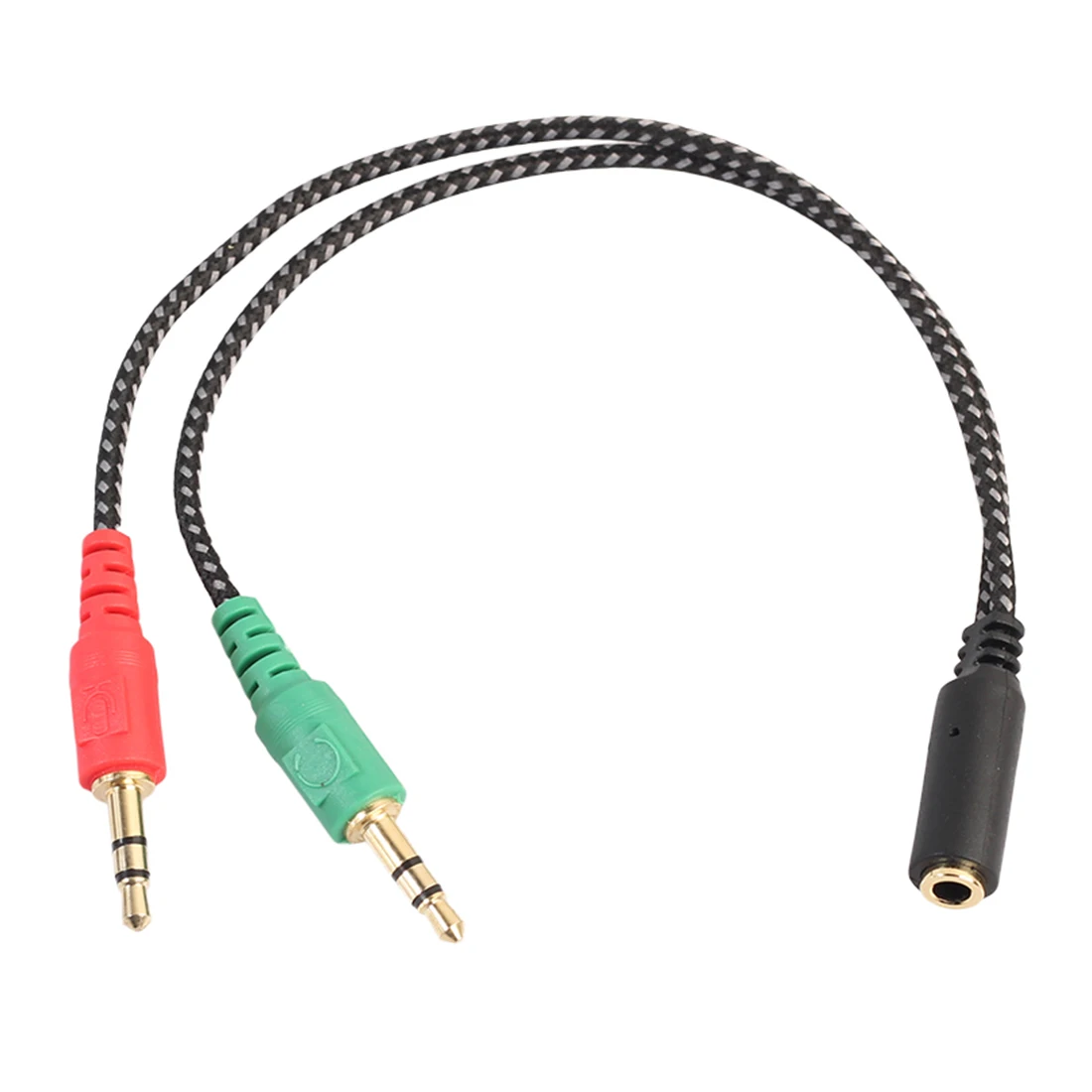 Goede Nylon 3.5mm Jack male naar 3.5 Microfoon en koptelefoon vrouwelijke Extension Aux Audio Splitter Kabel Y Stereo Splitter voor iPhone 5 s