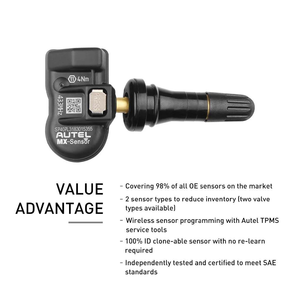 Autel TPMS сенсор 433 МГц MX-sensor 433 МГц TPMS Senor Interno поддерживает программирование давления в шинах монитор 315 МГц 433 МГц сенсор