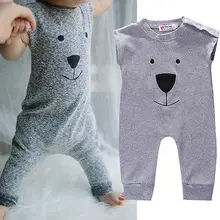 Toddler Newborn Baby Girls Boys Cute Cartoon Romper Gray Playsuit Jumpsuit 1PCS Outfits Clothes