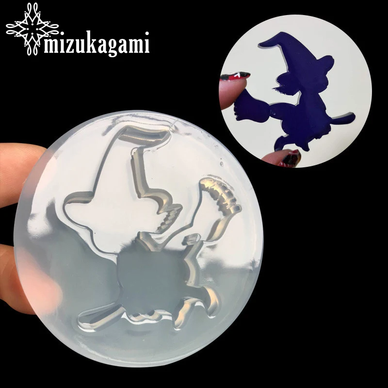 

1pcs UV Resin Jewelry Liquid Silicone Mold All Saints' Day Miko Broom Cartoon Resin Charms Molds For DIY Decorate Making Jewelry