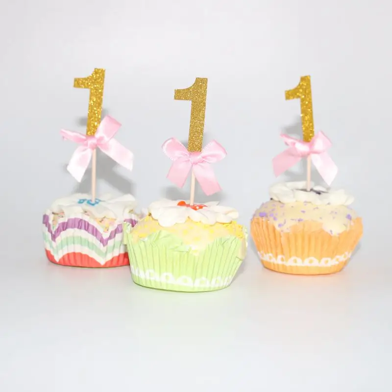 12 шт. в упаковке, № 1 верхушка для торта украшение для праздничного торта Юбилей декор для вечеринки в честь Дня рождения детский день рождения предметы для вечеринки, сувениры