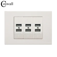 Coswall US/AU стандартная настенная розетка 6 USB порт зарядного устройства для мобильных устройств с индикатором 118 мм* 80 мм