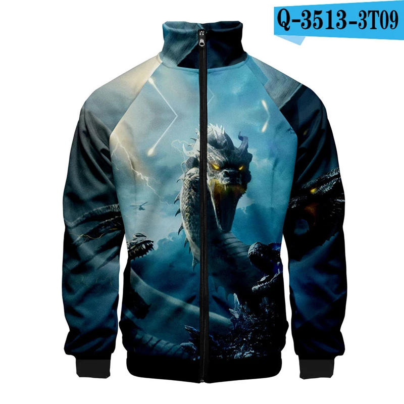 

Godzilla Movie Hoodie Print Moletom King Of The Monster Hooded Zipper Oversized 3D Jacket Zip Up Printed Hoodie Film Hoodies