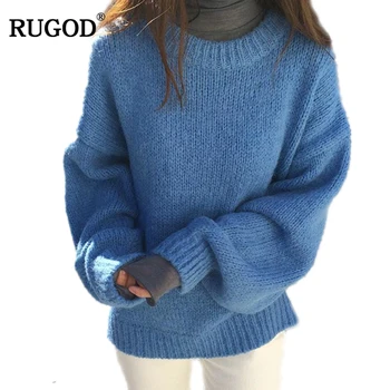 

RUGOD New Long Sleeve Sweater Women O-Neck Solid Casual Pullovers Women Thick Warm Winter Sweater Women clothes sueter mujer