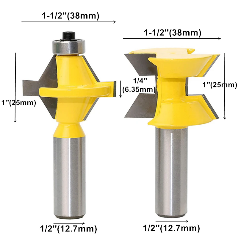 RCT 2 шт 120 градусов замок торцовочный палец соединение фрезы Набор 1/2 ''хвостовик фрезы для дерева фанеры для обработки дерева и ДСП инструменты