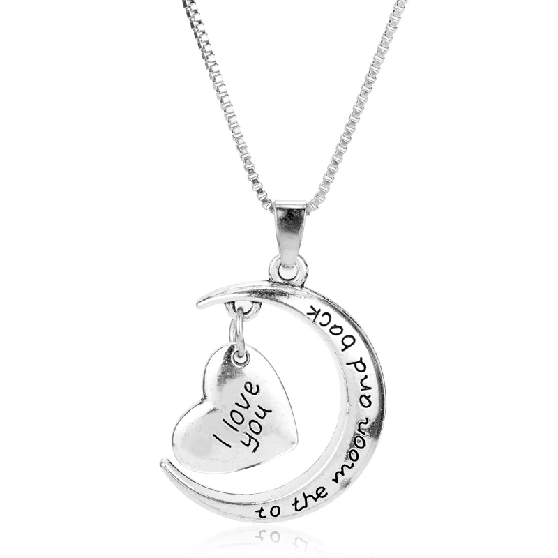 MQCHUN модные ювелирные изделия I Love You To the Moon and Back Necklace Heart для влюбленных подарок-30 |