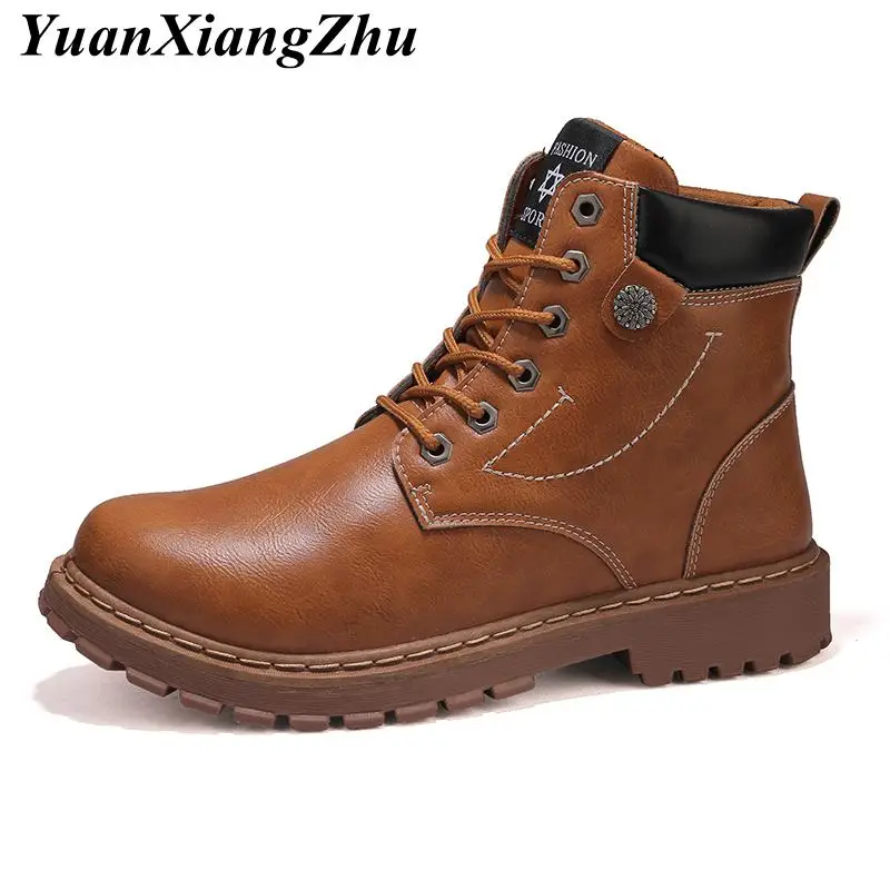 

Fashion Basic Boots Winter Waterproof Leather Boots Men Shoes 2018 Autumn Winter Warm Non Slip Casual Work Shoes Man Ankle Boots