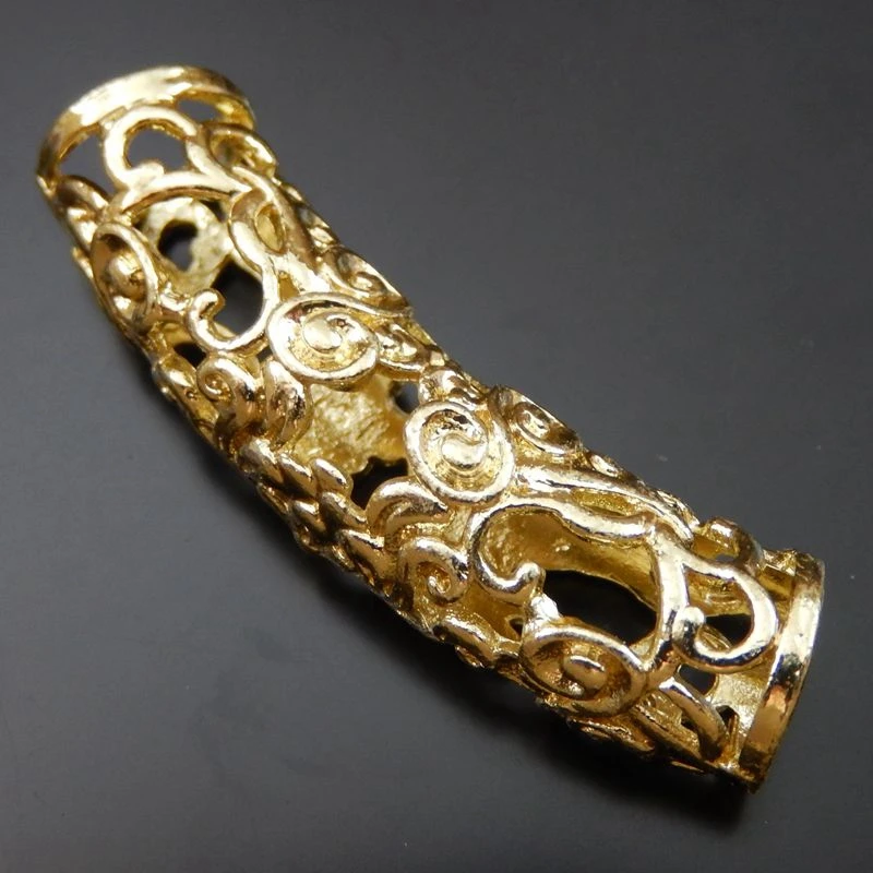 

4pieces Gold Tone Zinc Alloy Hollow Bar Pipe Tube Shape Charms Connectors Jewelry Accessory Chain Link Handmade Charm Hole 8mm