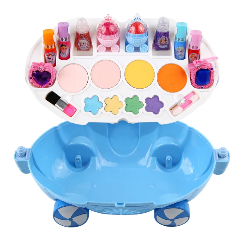 Disney Frozen kids makeup toys Series Blue Impression Crystal Car Girls Makeup box girl toys kids toy children birthday gift
