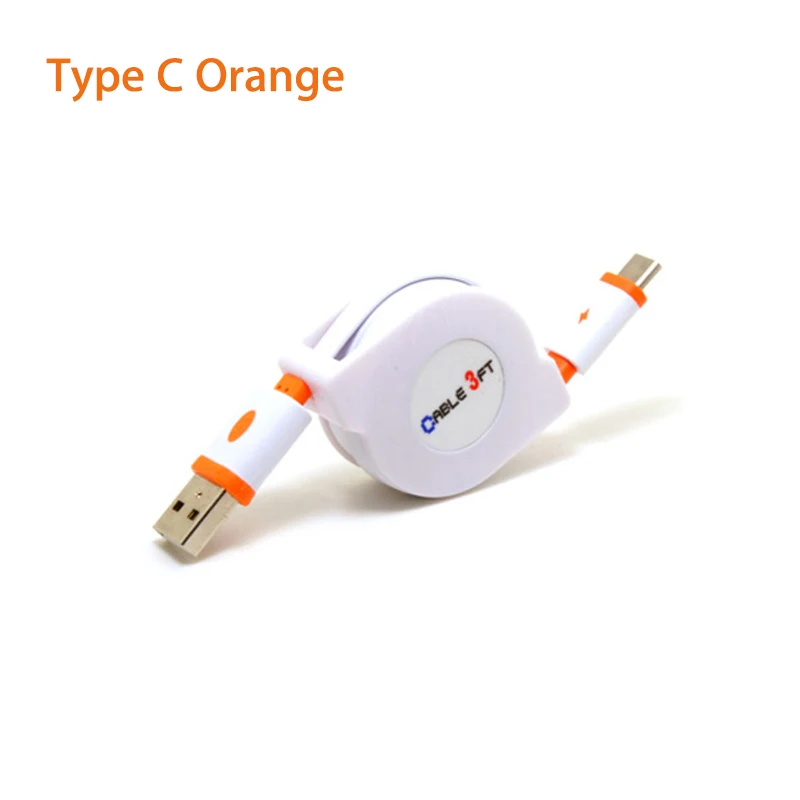 2 м 3 м usb type C выдвижной кабель для samsung A50 S10 S9 S10E huawei p20 p30 mate20 mate10 oneplus 7 pro Кабель зарядного устройства для телефона - Цвет: Orange Type C cable