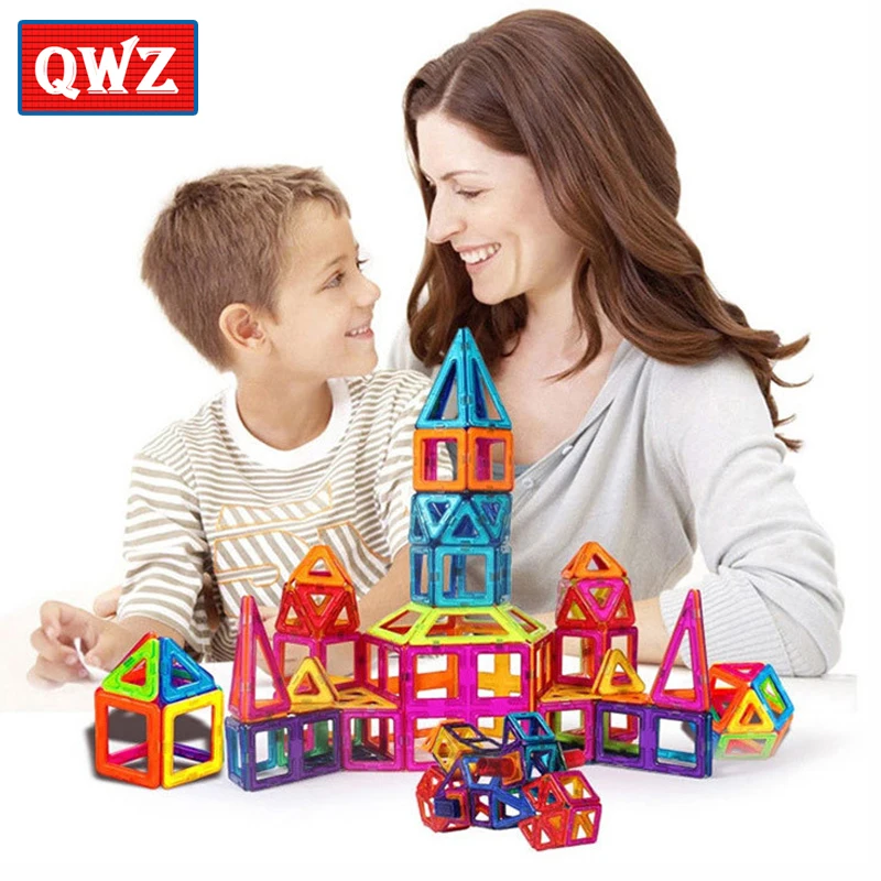 

QWZ 132pcs Mini Magnetic Designer Model & Building Magnetic Blocks Toy Set Construction Plastic Educational Toys For Kids Gift