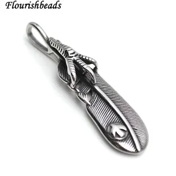 

15x65mm Stainless Steel Hawk Claw Feather Metal Pendants Fashion Man's Jewelry