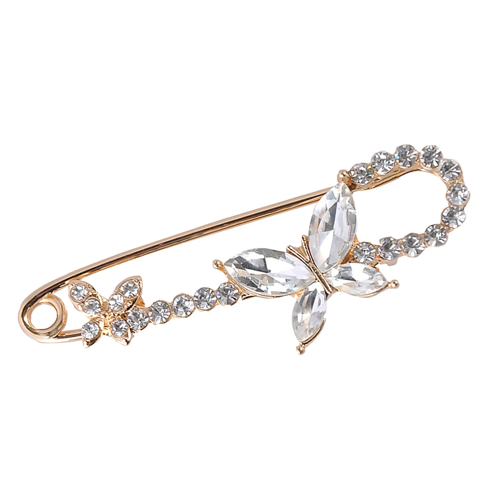 Stunning Crystal Safety Pin Scarf Coat Gown Clip Collar Lapel Pin Wedding Party Men Women Clothing Decorations