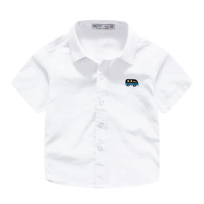 Рубашки хлопчатобумажные для мальчиков от 2 до 8 лет, одежда для малышей летняя дышащая рубашка с короткими рукавами для малышей roupas infantis menina
