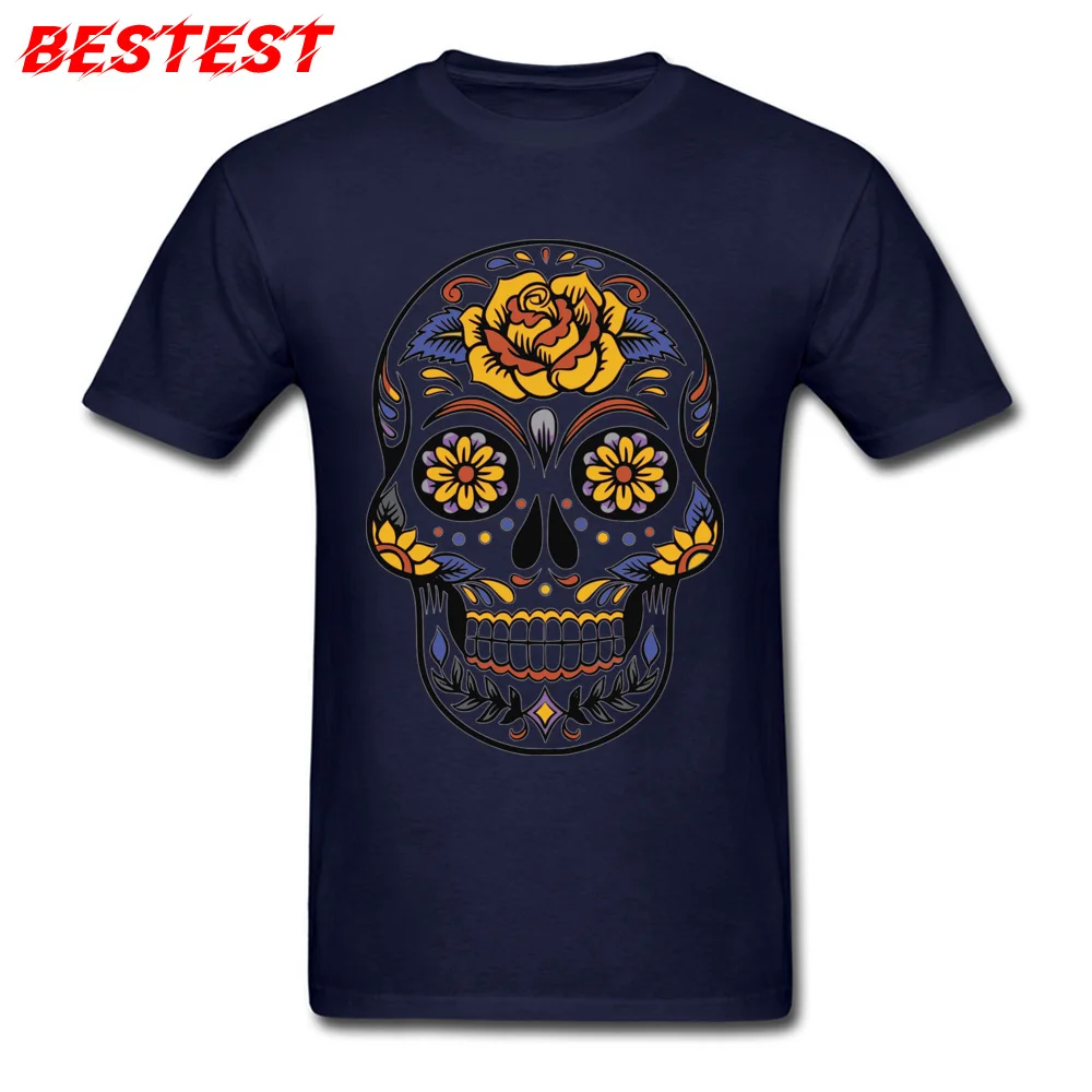 Funny T-Shirt Latest Crewneck Mexico skull 2028286_960_720 Pure Cotton Student Tops Shirt Normal Short Sleeve Tee-Shirts Mexico skull 2028286_960_720 navy