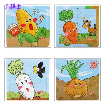 

16pcs Fruit Wooden Jigsaw Puzzle Kids Montessori Method Learning Educational Brain Intelligence Development Jigsaw Board