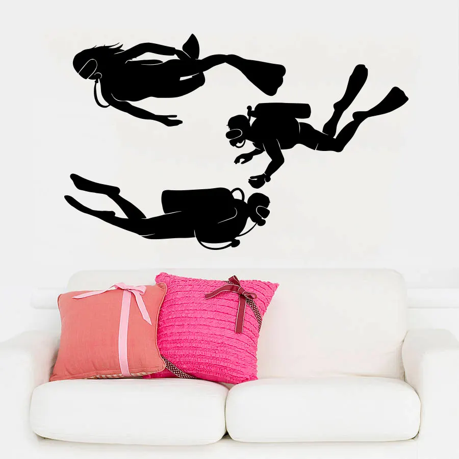 Diving Scuba Diver Vinyl Wall Sticker High Quality Removable Home Decal Bedroom Extreme Sport Decor Posters Mural Art S-107 | Дом и сад