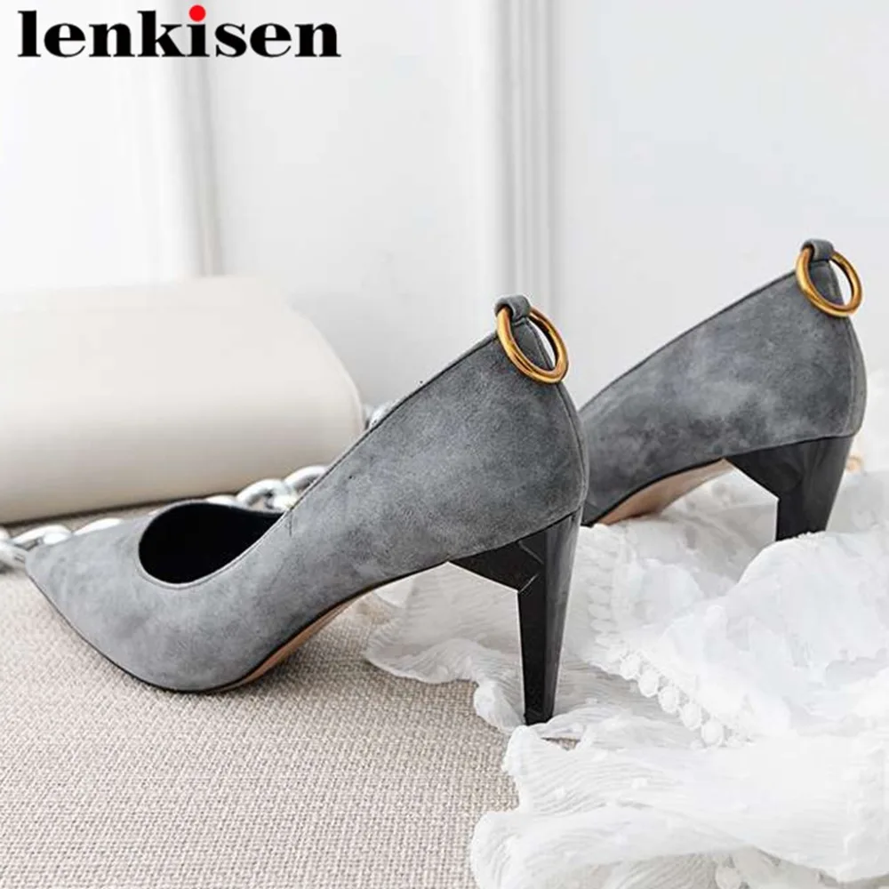 

Large size elegant lady genuine leather bride wedding party pumps square toe slip on high heels sexy nightclub dancer shoes L0f2