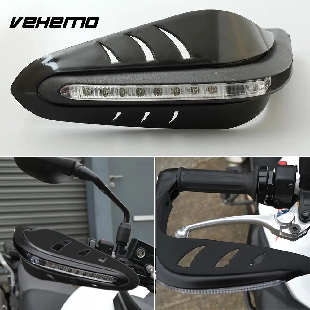 Cool Black Motorbike Handguard Bar Protector Brush Guards LED DRL Daytime Light^ | Автомобили и мотоциклы
