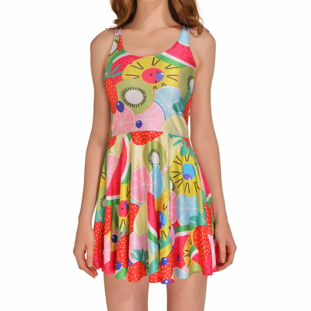 2016 Fashion Plus size Dress Women's Fruit Digital Print Dress