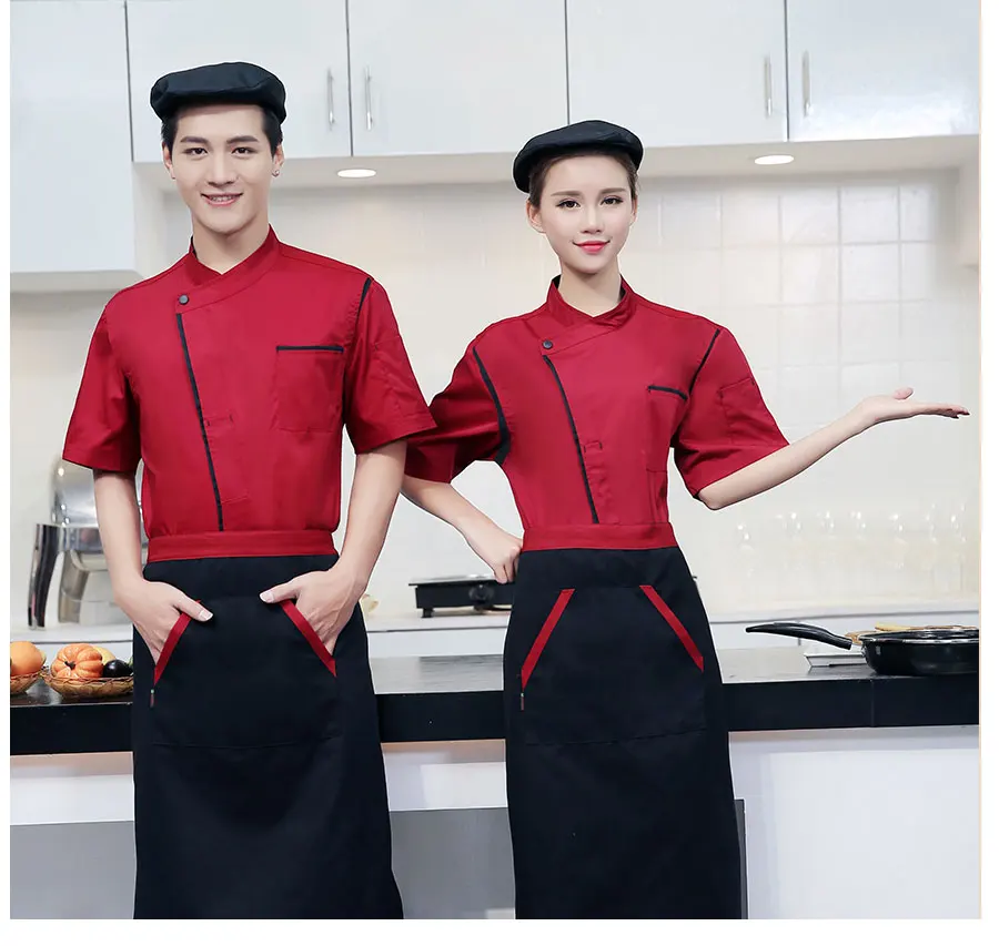 Куртка повара Спецодежда для общепита с короткими рукавами Ресторан отеля Кухня шеф-повара Для мужчин и Для женщин Комбинезоны для девочек