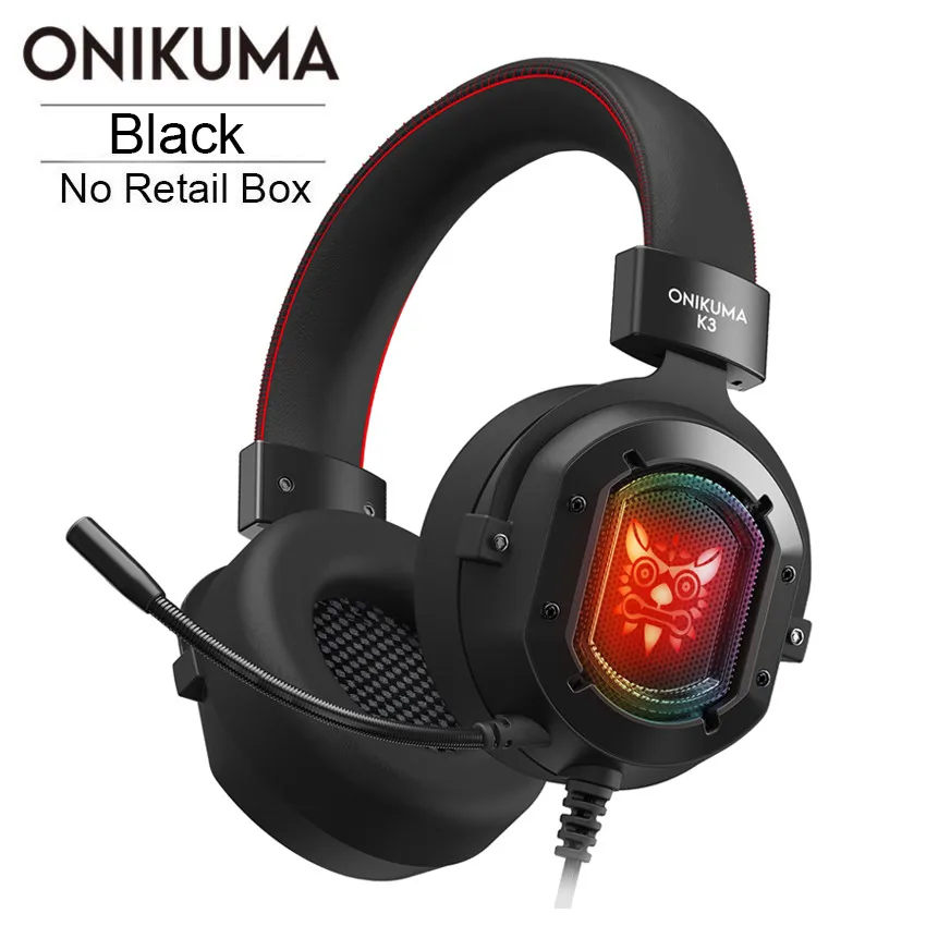 ONIKUMA K3 PS4 игровая гарнитура casque PC стерео наушники с микрофоном REG светодиодный фонарь для ноутбука планшета/ Xbox One - Цвет: Black No Retail Box