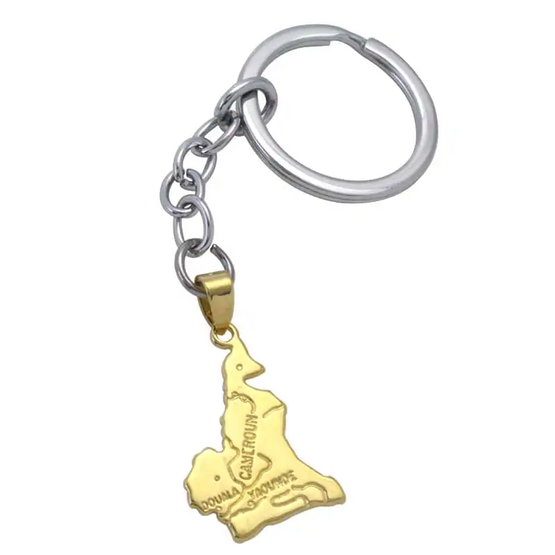 

Cameroon map key chain & key ring country map jewelry