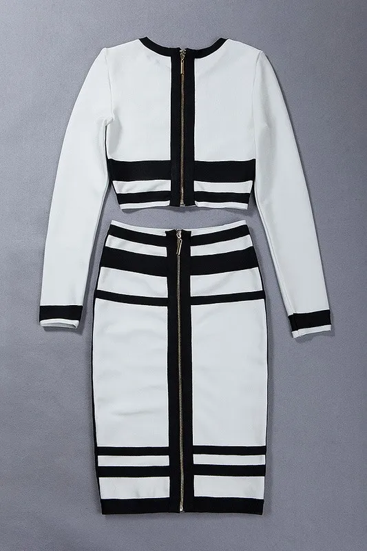 Новое поступление, женские фабричные платья для девочек, черно-белые платья с геометрическим принтом комплект из 2 предметов с широкими полосками, платье+ костюм