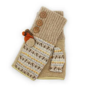 

Wool Glove Thick Keep Warm Geniue Wool Gloves Cute Female Gloves Personality Dew Half Finger Easy To Type Writing Knit Mittens