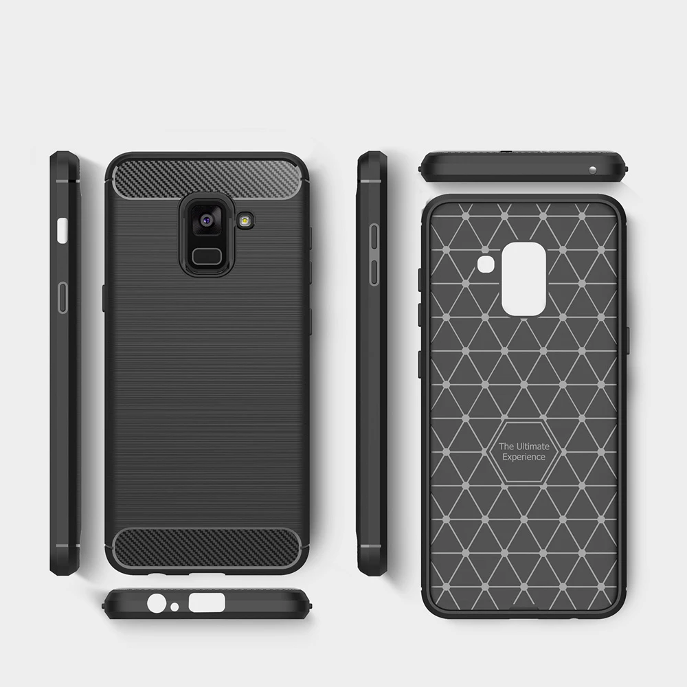Для samsung Galaxy A8 2018 плотный чехол силиконовый мягкий из углеродного волокна для Plus
