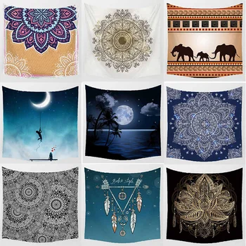 

Fashion vintage moon feather flowers macrame wall hanging tapestry home decoration wall tapestry square tapestry