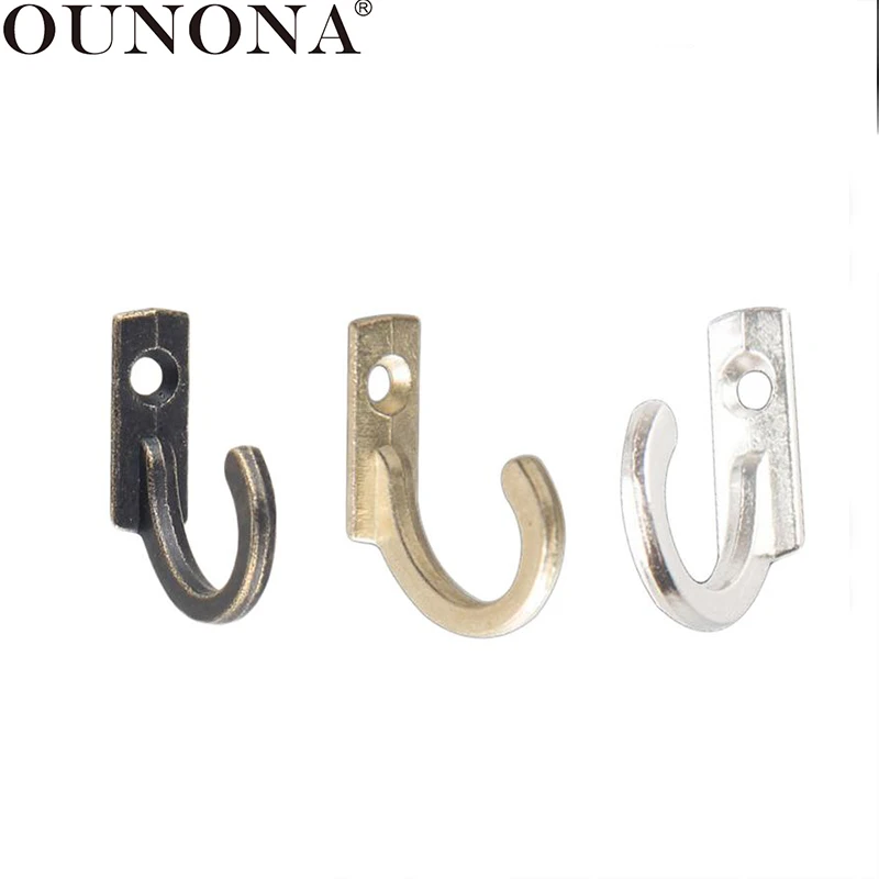 

OUNONA 10PCS Single Prong Hook Mini Size Wall Mounted Retro Cloth Hanger for Coats Hats Towels Keys