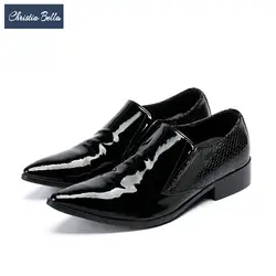 Christia Bella/итальянская модная мужская деловая обувь черного цвета из натуральной кожи, Свадебные Мужские модельные туфли, большие размеры