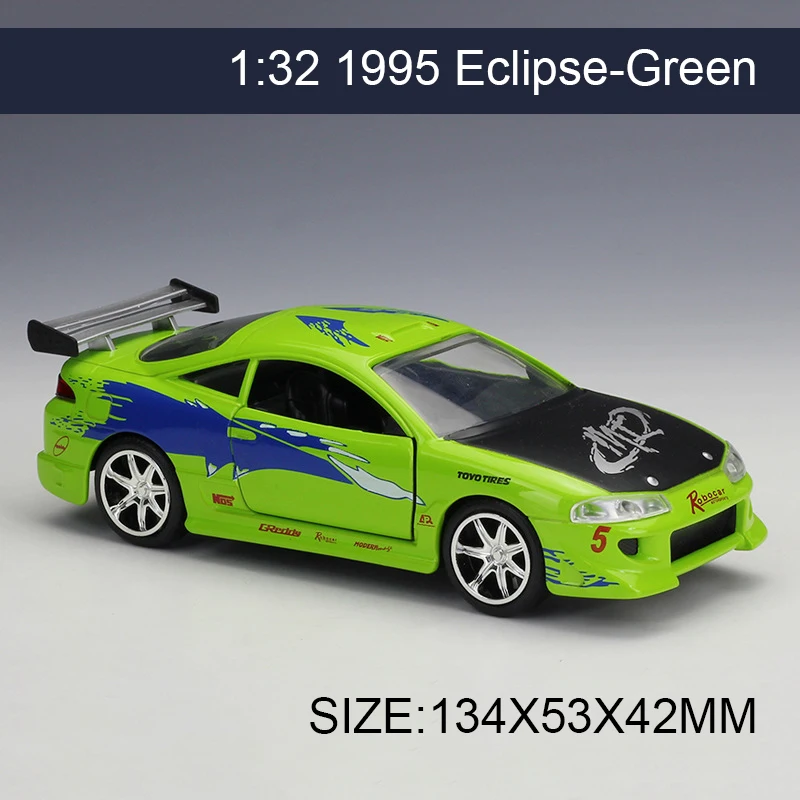 

1:32 Diecast Model Car 1995 Eclipse Green Vehicle Play Collectible Models Sport Cars toys For FAST AND FURIOUS