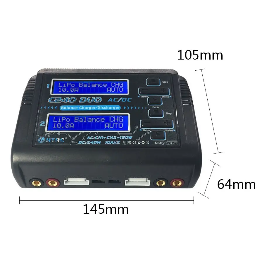 HTRC C240 DUO AC 150W DC 240W Dual Channel 10A RC Balance lipo battery Charger HTRC C240 DUO AC 150W DC 240W Dual Channel 10A RC Balance lipo battery Charger