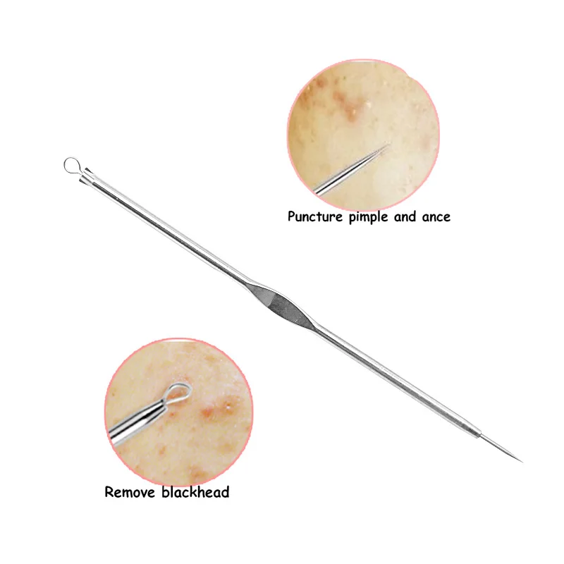 2 комплекта, уход за лицом, черная головка, прыщи, прыщи, Комедон, экстрактор, средство для удаления пятен, набор инструментов, набор, Горячая Красота, инструменты, аспиратор
