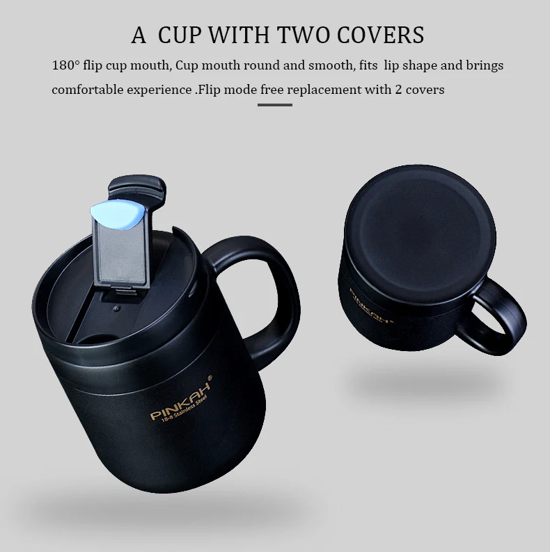 Pinkah Double Wall Stainless Steel Vacuum Flasks 350ml&460ml Thermos Cup Office Cup With Handle Insulated Tea mug thermos bottle (10)