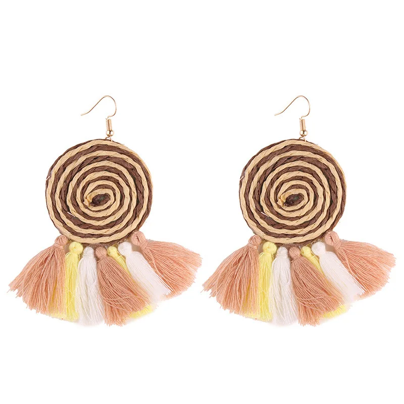 Europea De Moda Американа Tejida A Mano Dinamico circlo Piruleta Lindo Personalidad Borla Senoras Pendientes|Серьги-подвески|