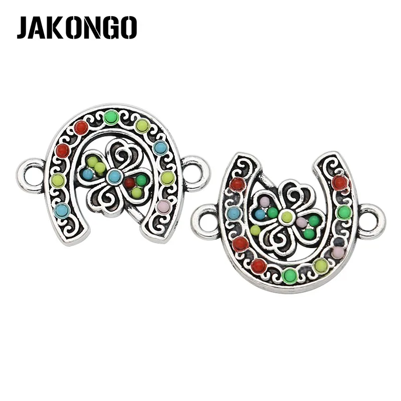 JAKONGO серебряное покрытие кристалл клевер подковы разъемы для изготовления