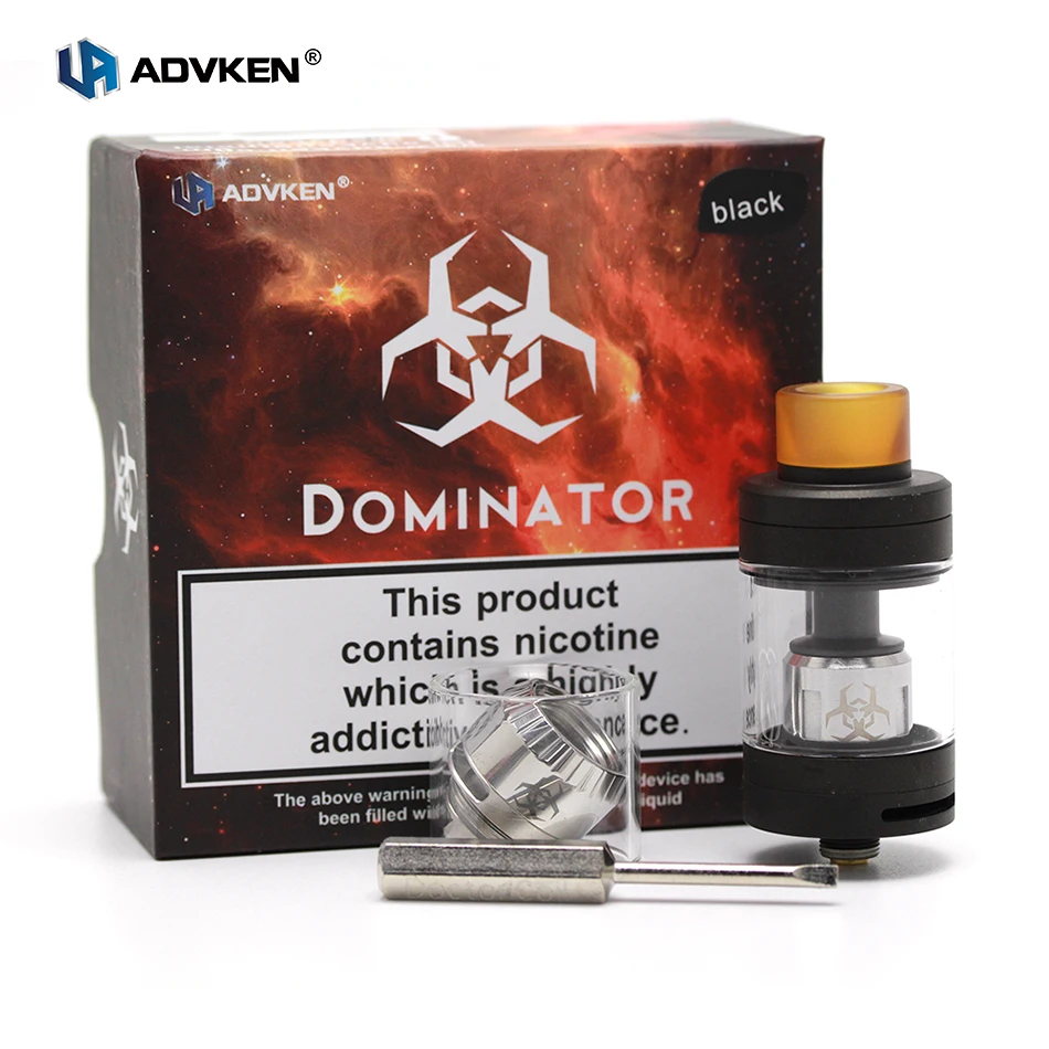 

Original Advken Dominator Subohm atomizer tank 4.5ml Coil Head Slide Top Filling Bottom Airflow 510 drip tip Vape Tank vs RTA