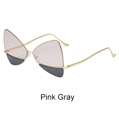 Ralferty, солнцезащитные очки для девушек, Для женщин Overized уникальный нерегулярные солнцезащитные очки Брендовая дизайнерская обувь из камня-капельки прозрачно-зеленого цвета Треугольники Oculos B016 - Цвет линз: Pink Gray