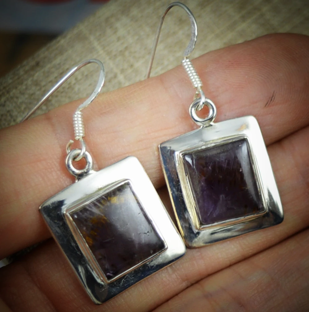 

Lovegem Genuine Super 7 / Cacoxenite Earrings 925 Sterling Silver, 36 mm, KE0076
