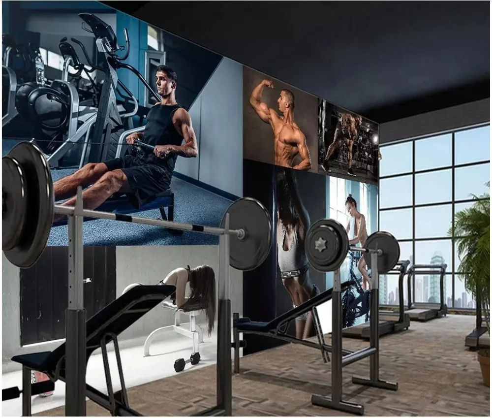 custom mural 3d photo wallpaper European gym handsome guy yoga cafe