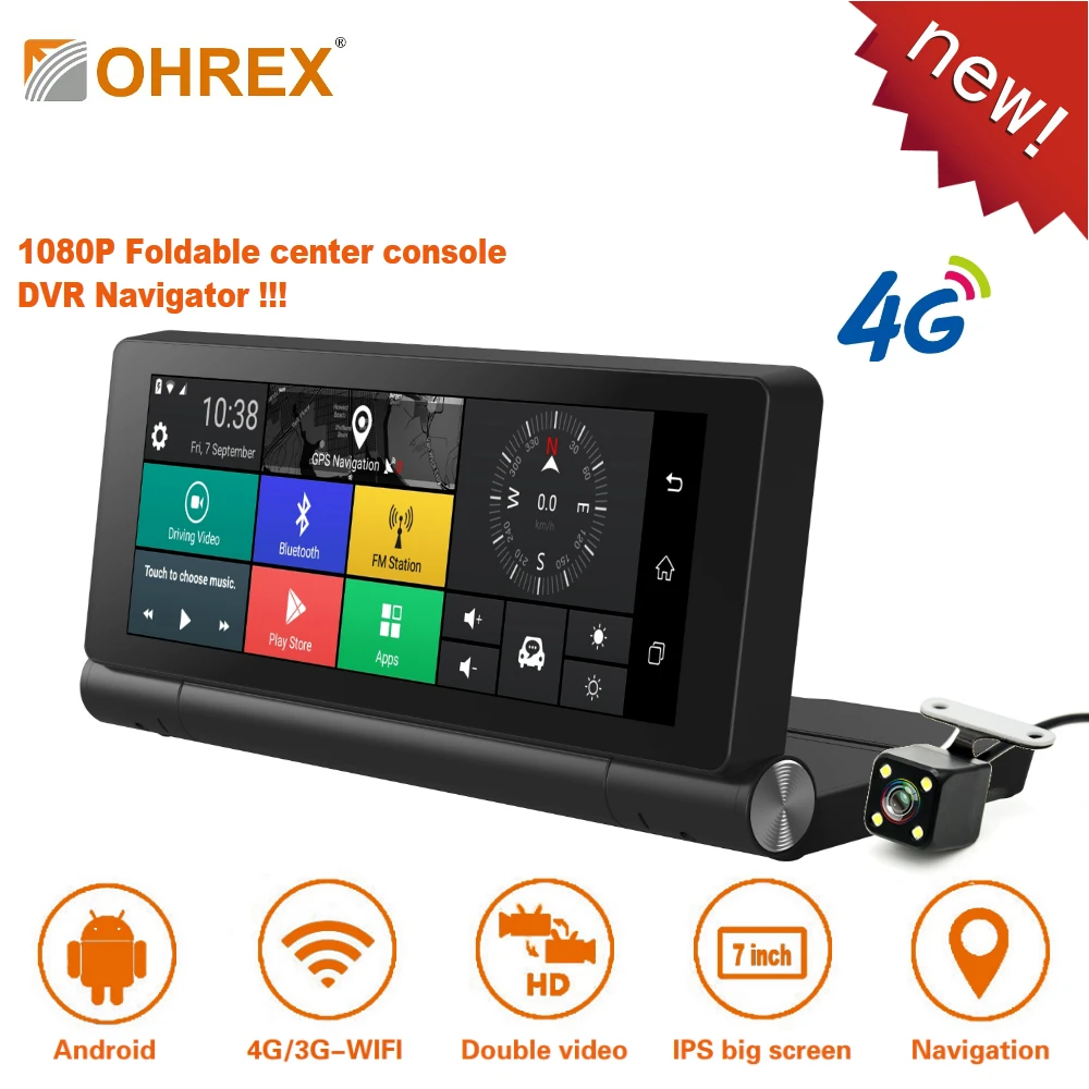 OHREX T802 7 дюймов ips Android автомобильный gps DVR HD 1080 P videotape мониторинг парковки с