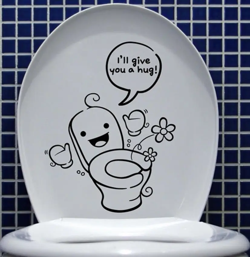 21X28cm CUTE REMOVABLE WALL STICKERS DECAL KIDS FUNNY BATHROOM TOILET